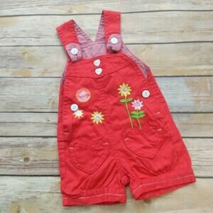 Bebe Crece ♥️  Red Heart Floral Overalls/Shortalls 3-6M